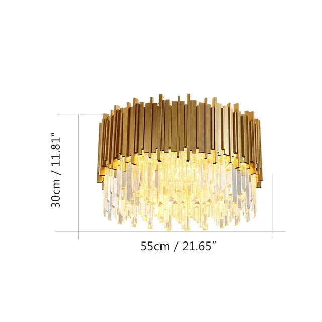 Modern Gold & Black Crystal Chandelier LED Pendant Light for Living Room & Hotel Elegance
