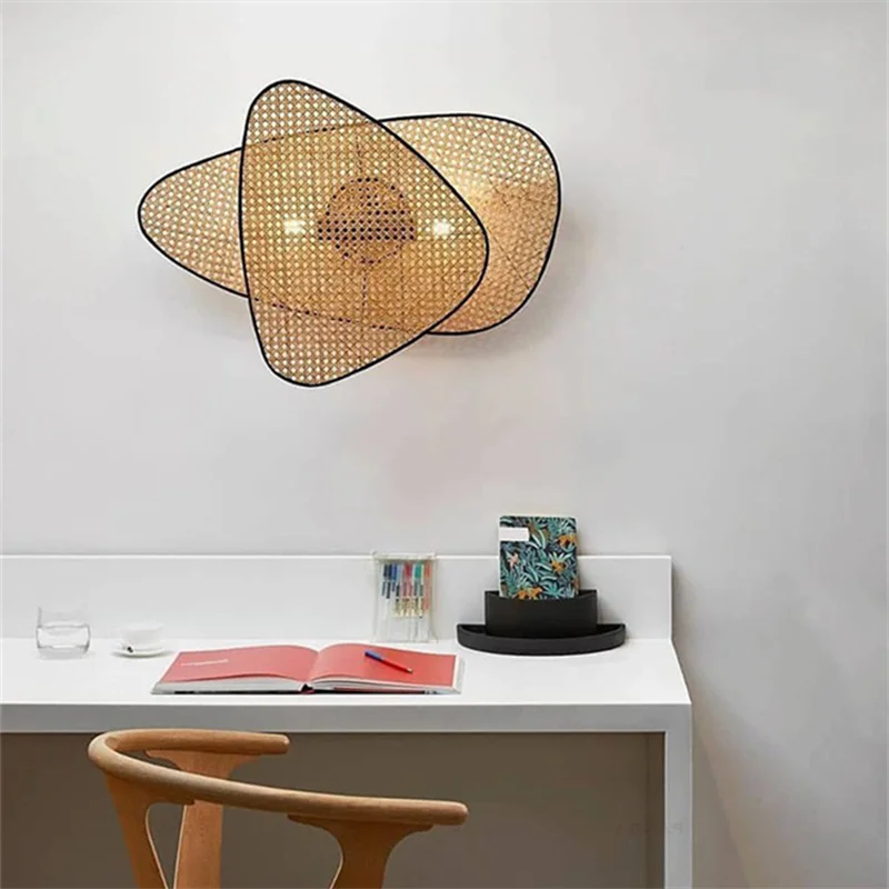 Unique Leaf Grid Design Wood & Bamboo Chandelier for Living & Dining Spaces
