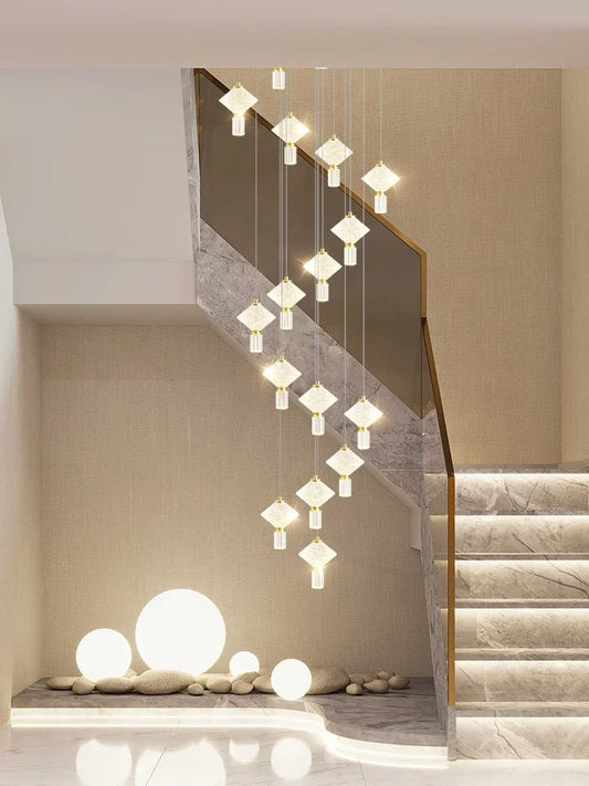 Duplex Staircase Chandelier Perfect for Villas, Lofts & Apartments
