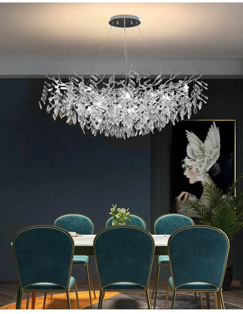 Modern Crystal Chandelier LED Ceiling Pendant Light for Dining, Living & Bedroom Décor