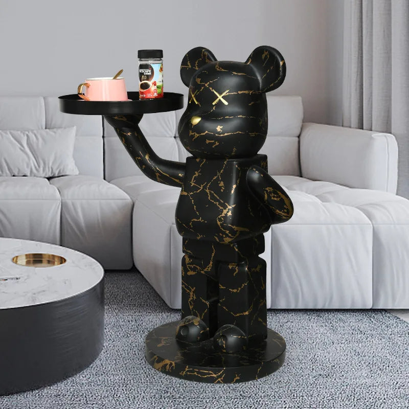 Nordic Bear Tray Coffee Table: Creative Storage & Soft Décor for Your Living Room