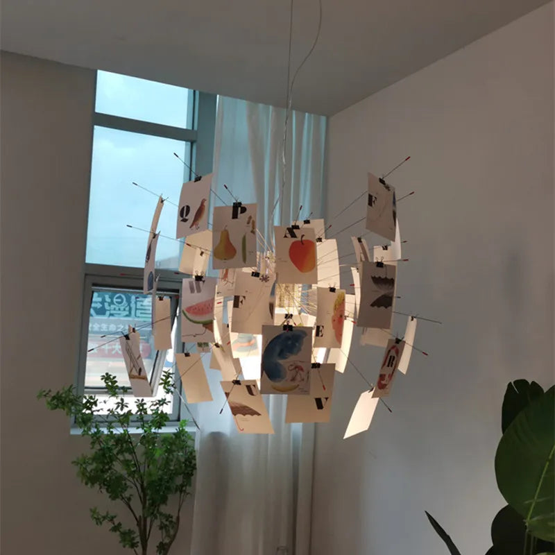 Postmodern Chrome Paper Chandelier for Living Rooms & Bedrooms