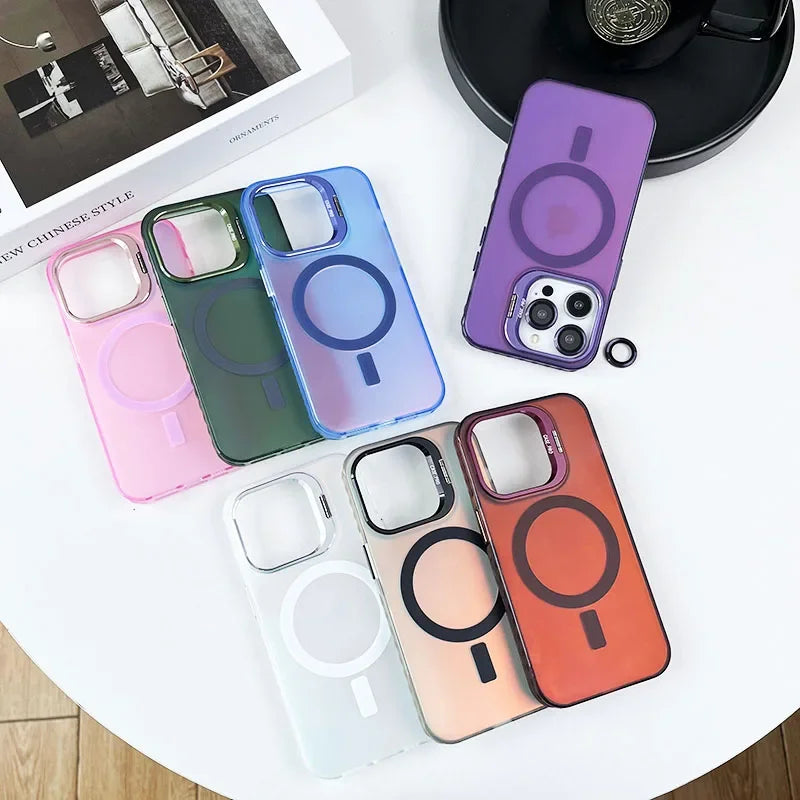Magnetic Invisible Holder Phone Case for iPhone 11-15 Pro Max & Frosted Cover for iPhone 13-15 ProMax