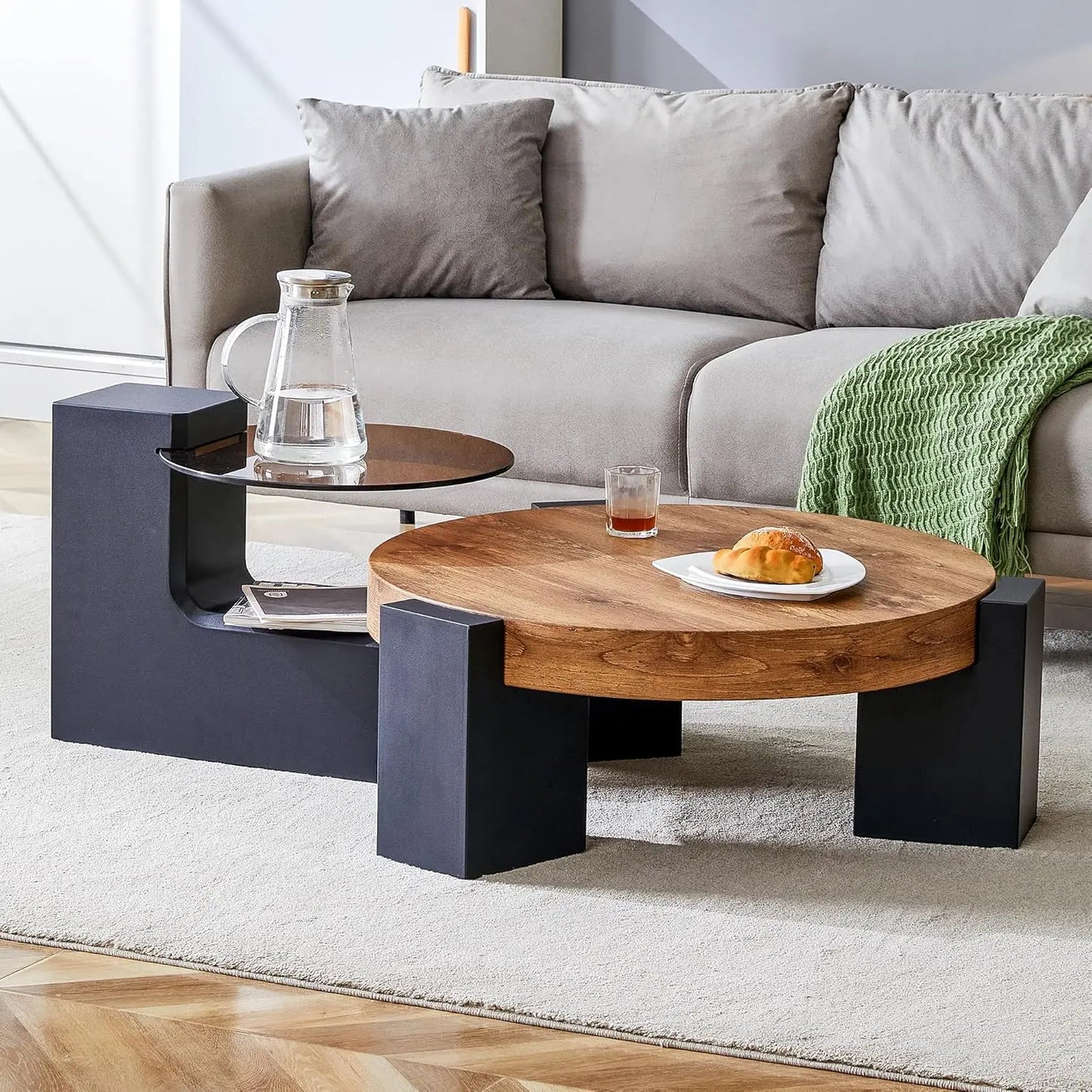 Modern Round Nesting Tables with Sleek MDF Tops for Living Room & Offices