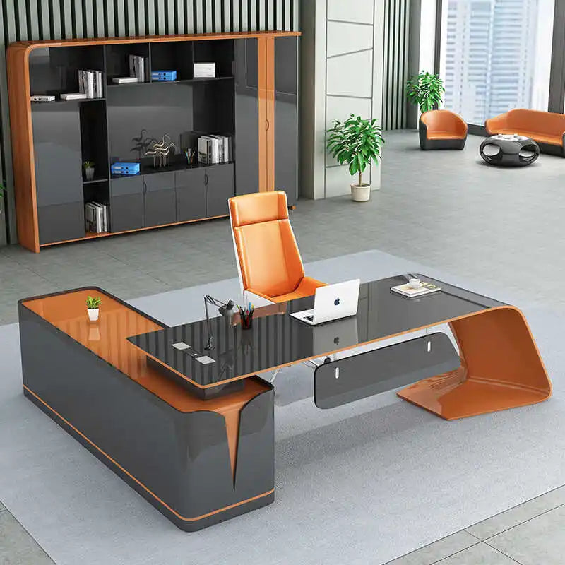 Premium Light Luxury Office Desk Spacious L-Shaped Executive Table for Home & Corporate Offices