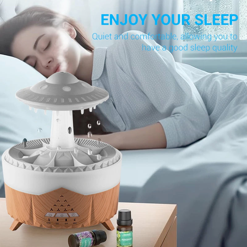 Enchanting Rain Cloud Humidifier & Essential Oil Diffuser: 350ml with 7-Color Night Lights & Remote Control!