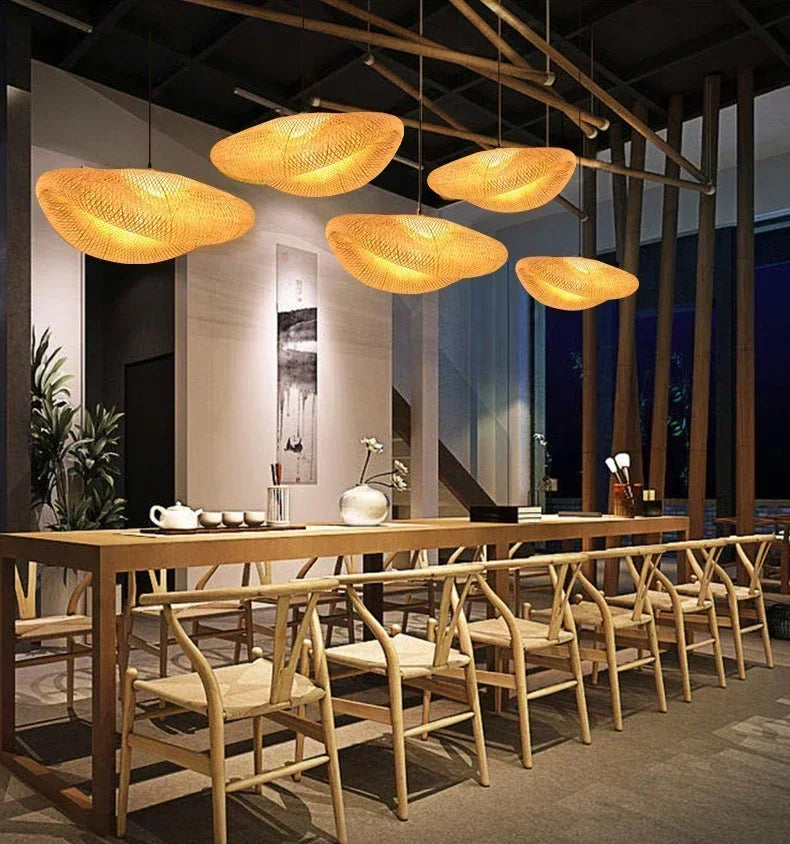 Stylish Wooden Bamboo Chandelier for Dining & Living Spaces