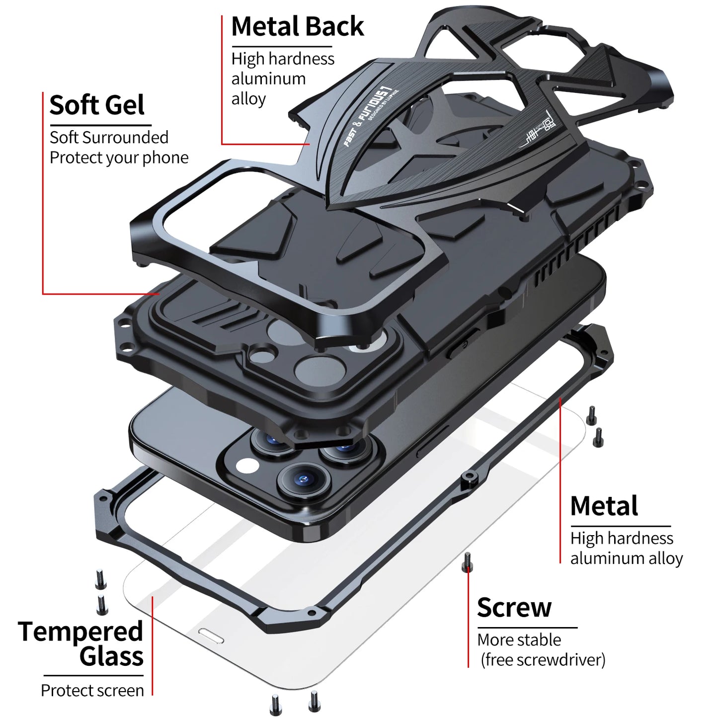 Premium Shockproof Armor Metal Case for iPhone 15/14/13 Pro Max & Samsung S22Ultra/S23Ultra - All-Inclusive Cover