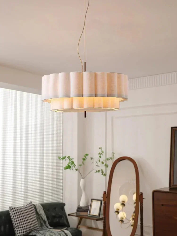 Wabi Sabi Fabric Chandelier Elegant Hanging Lamp for Modern Living & Bedroom Spaces