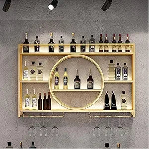 Mini Bar Wine Rack – Wall-Mounted Liquor Display & Kitchen Storage Shelf