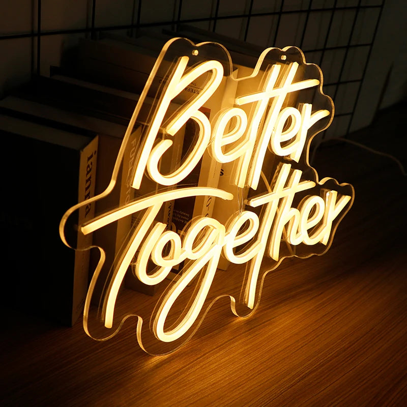 Better Together LED Neon Sign: Perfect Wall Decor for Engagements & Weddings!
