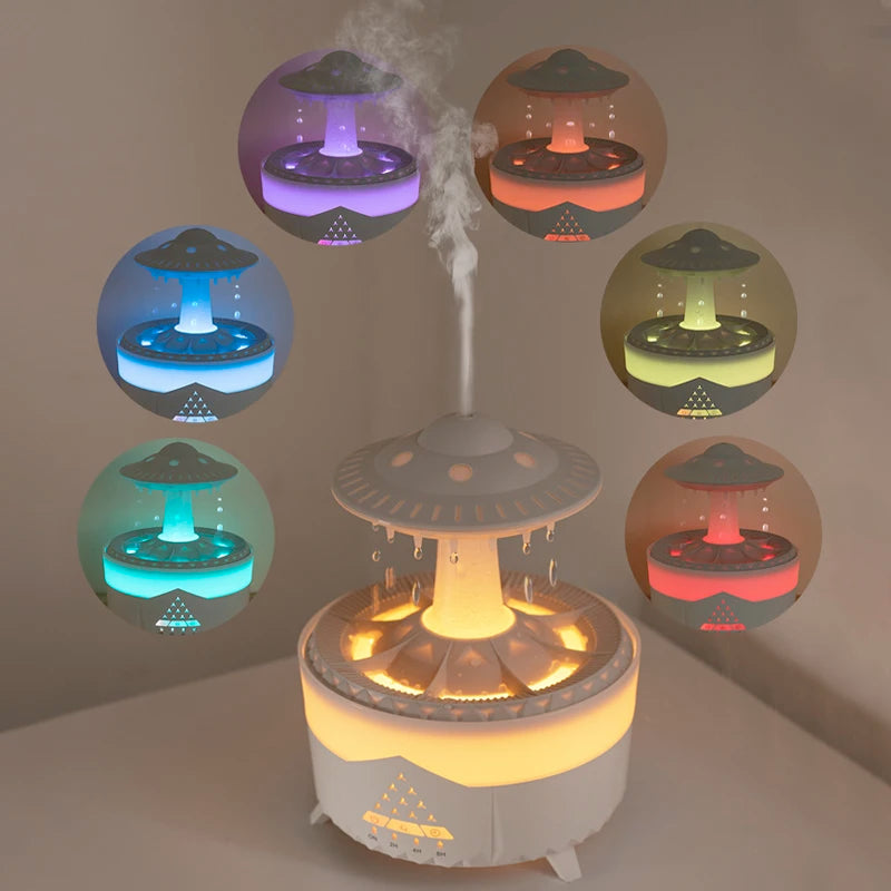 Enchanting Rain Cloud Humidifier & Essential Oil Diffuser: 350ml with 7-Color Night Lights & Remote Control!