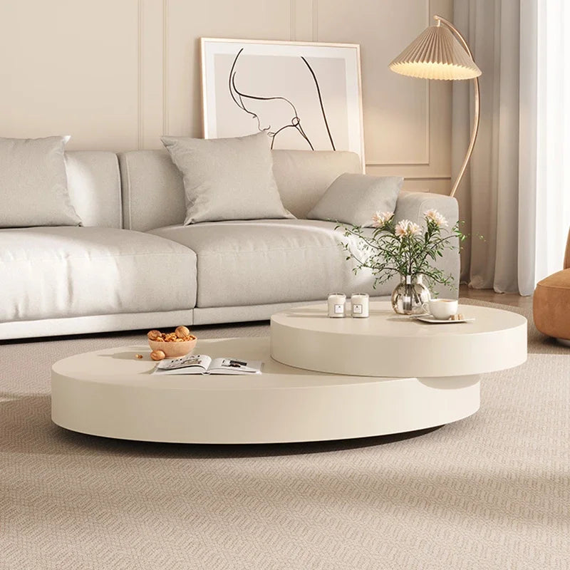 Nordic Elegance Round Industrial Coffee Table with Modern Storage Design