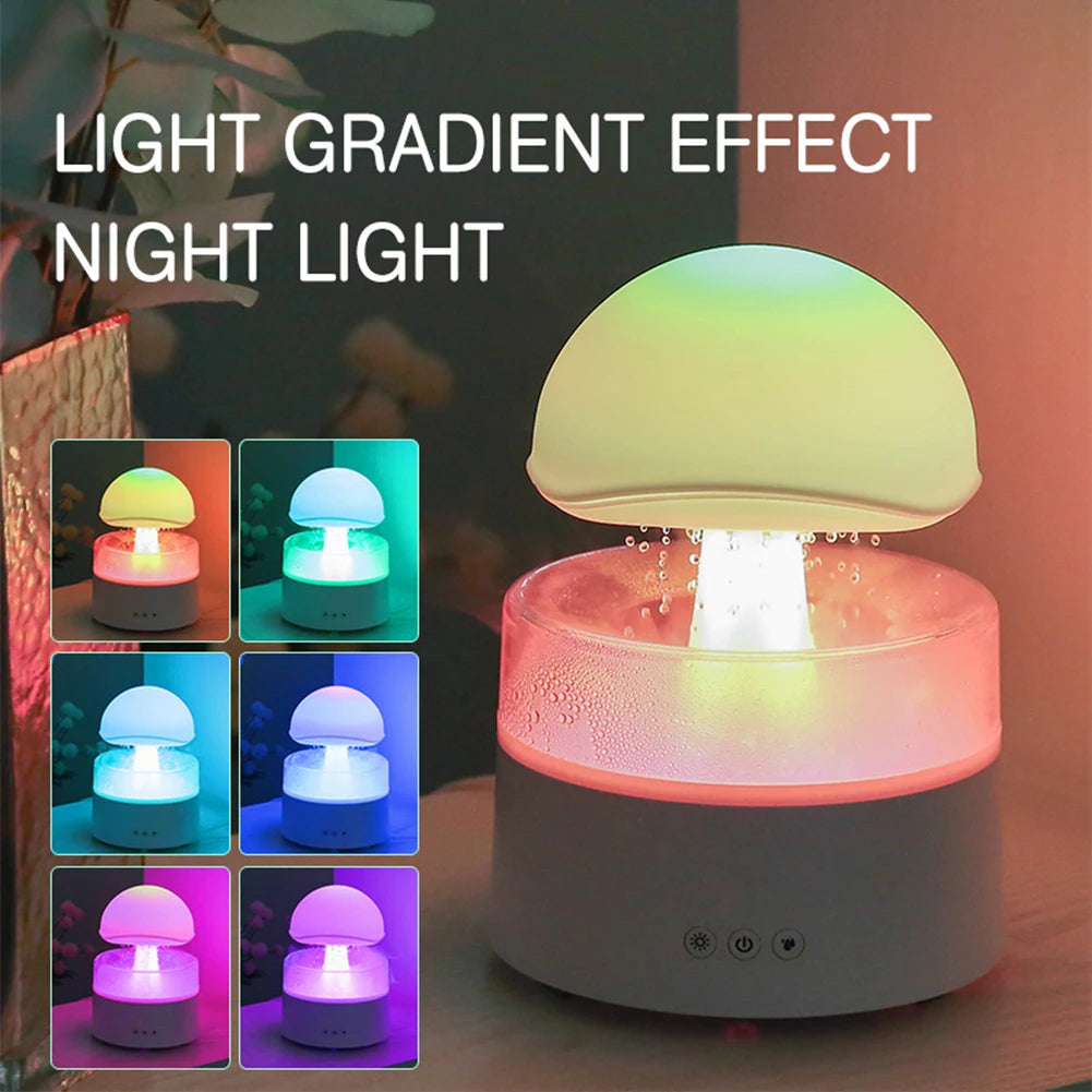 Tranquil Mushroom Air Humidifier & Aromatherapy Lamp – Calming Rain Cloud Diffuser with Soothing Water Sounds & Night Light!