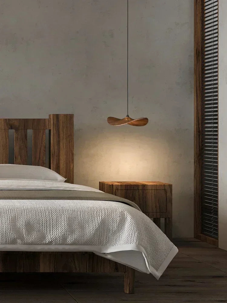 Japanese Lotus Leaf Chandelier Wabi Sabi Wooden Art Light for Zen Villas & Luxury Dining Spaces