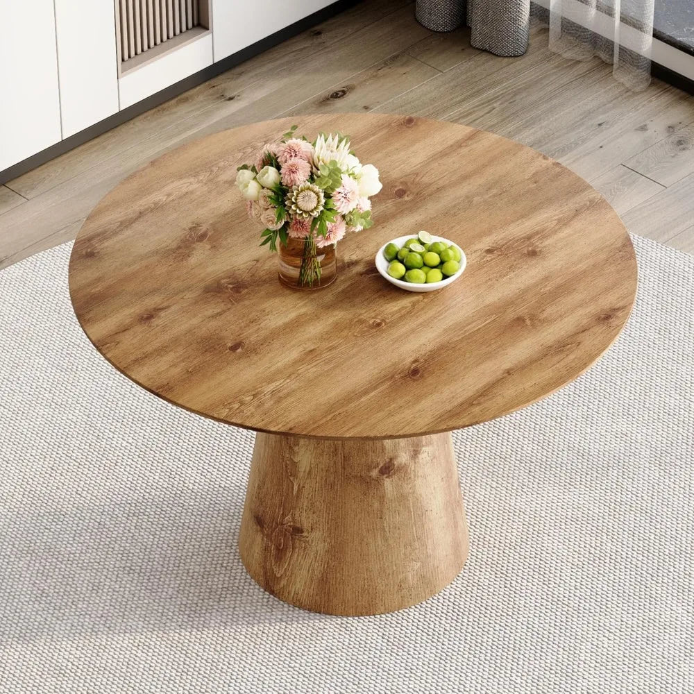 Luxury Wood Texture Round Dining Table Perfect for Kitchens, Dining Rooms & Apartments