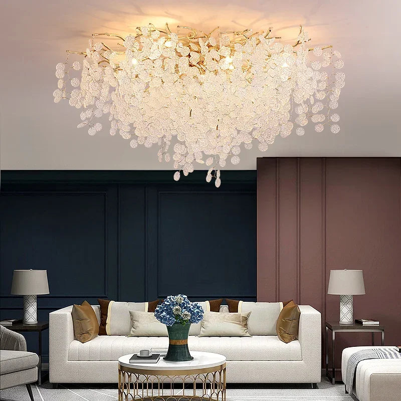 Soft And Stylish Crystal Ceiling Chandelier Lighting for a Perfect Living Room & Home Décor