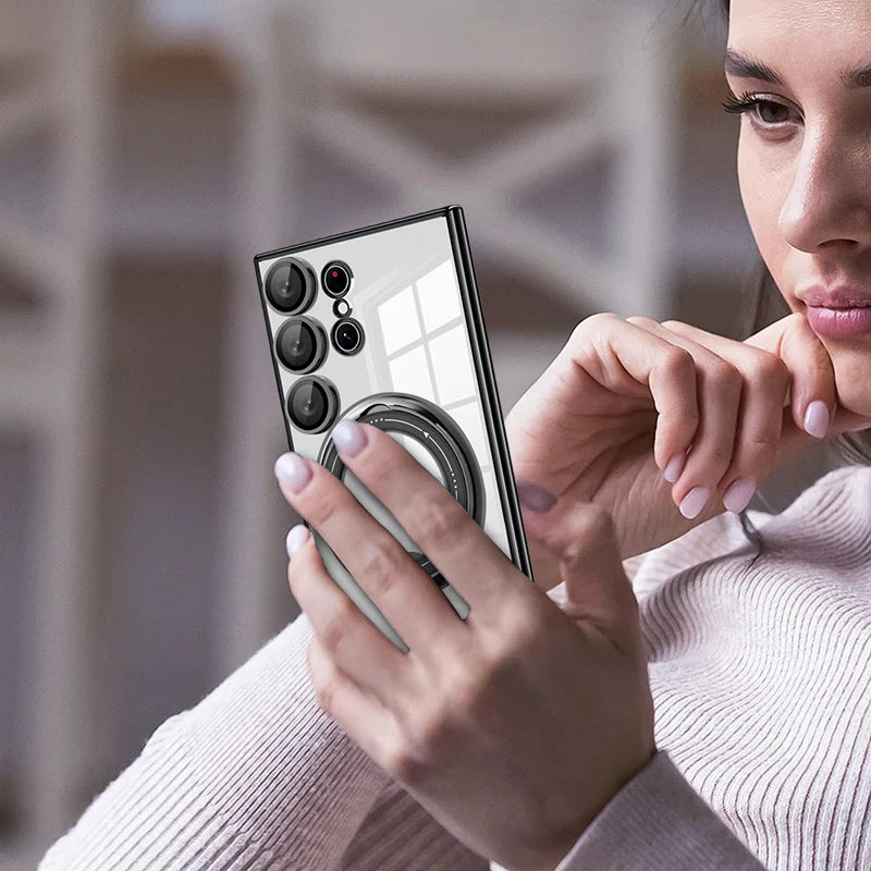 Magnetic Clear Ring Case with MagSafe for Samsung Galaxy S24/S23/S22 Ultra Plus - Ultimate Protection with Lens Covers!