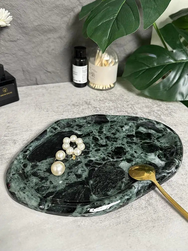 Luxury Marble Bathroom Tray Elegant Natural Stone Vanity & Cosmetic Organizer
