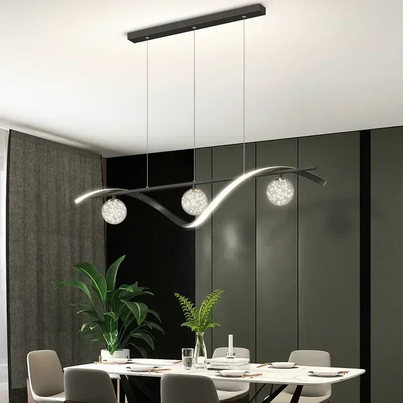Sleek Glass Ball LED Chandelier for Living Rooms & Kitchens