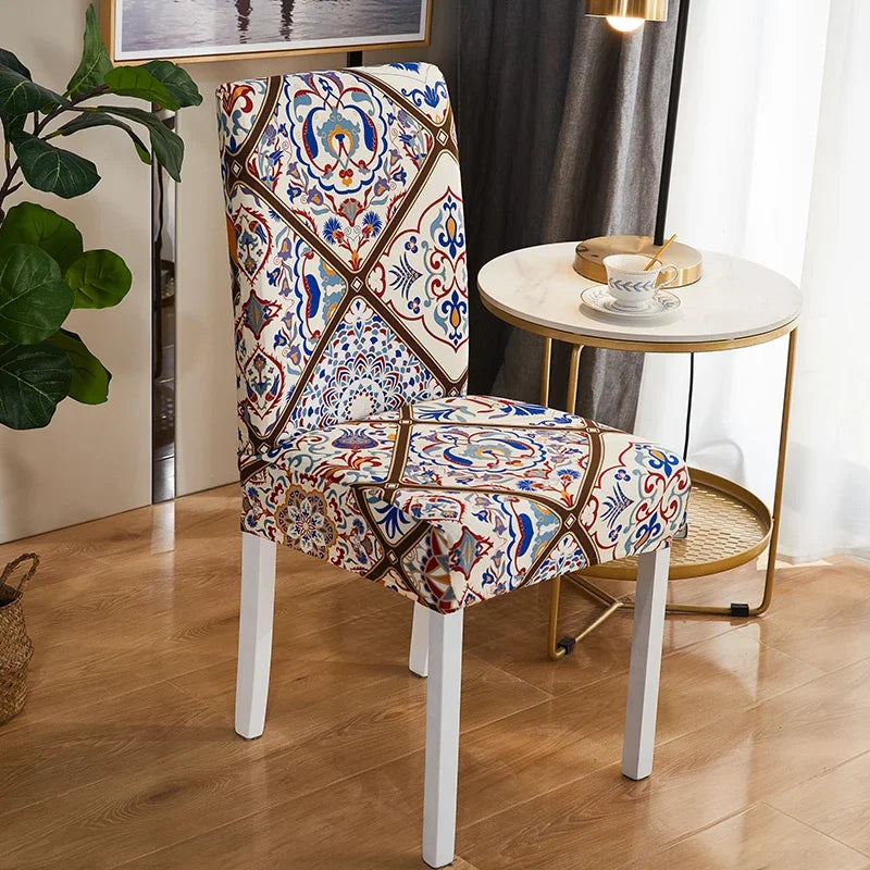 Printed Elastic Chair Covers Washable & Stylish for Home, Hotel & Office