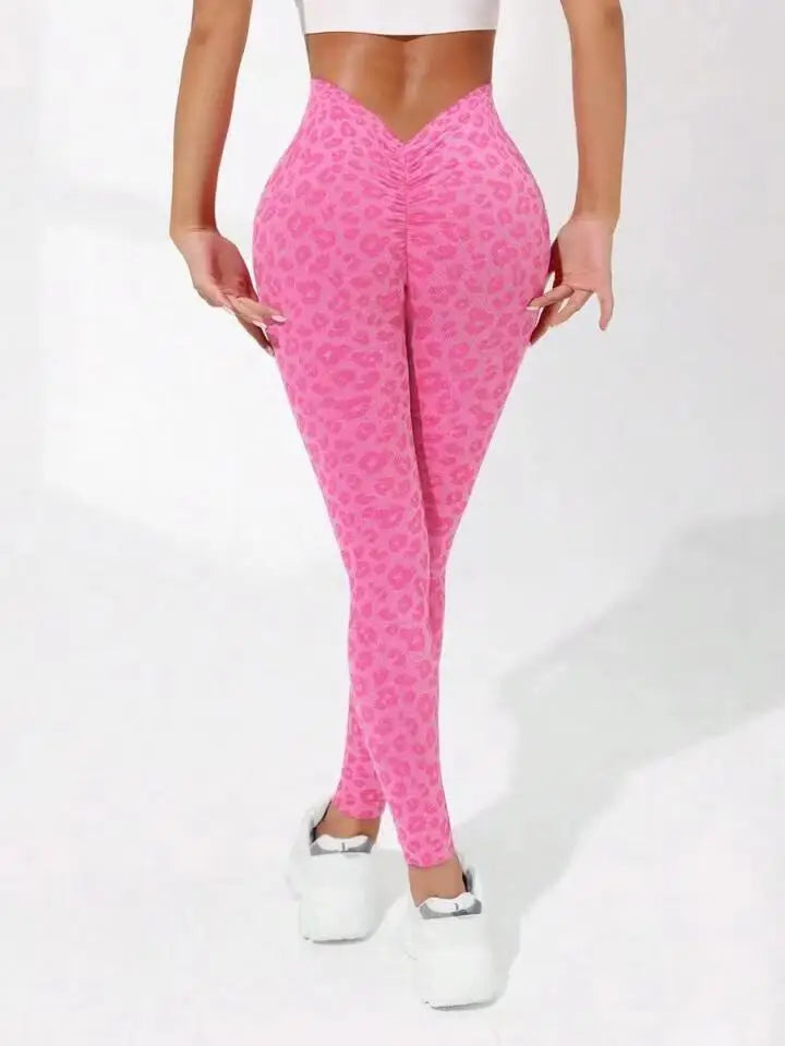 Unleash Your Inner Warrior: Leopard V Waist Seamless Fitness Leggings – High Waist, Hip Lifting, and Sexy Yoga Tights for the Bold Woman! 🐆💪✨