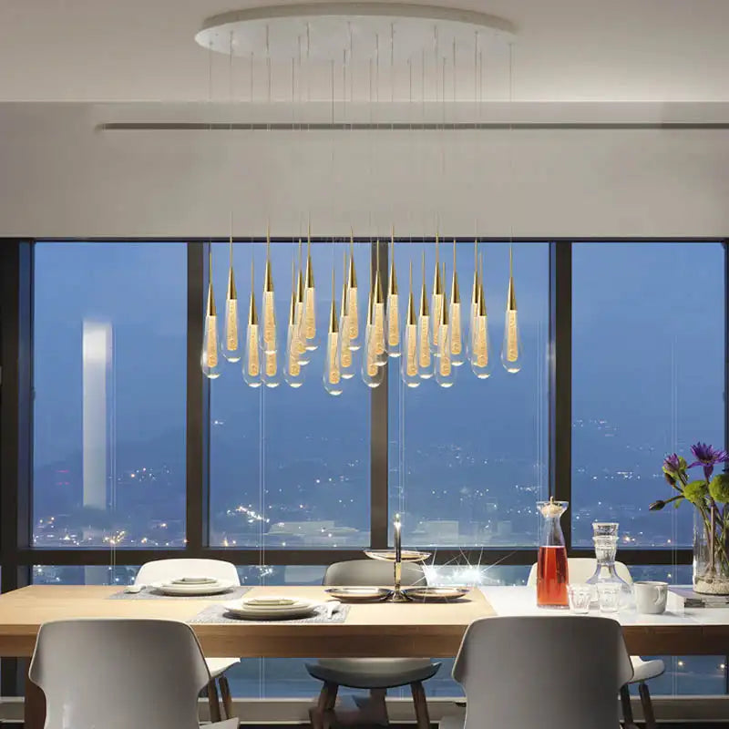 Raindrop Glass Stair Chandelier Perfect for High Ceilings & Luxury Interiors