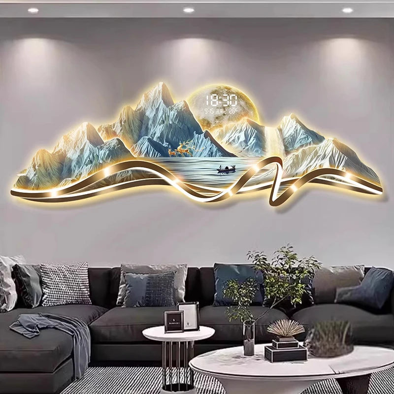 Gold Metal Wall Clock Luxury Aesthetic Wall Art with Creative Silent Mechanism