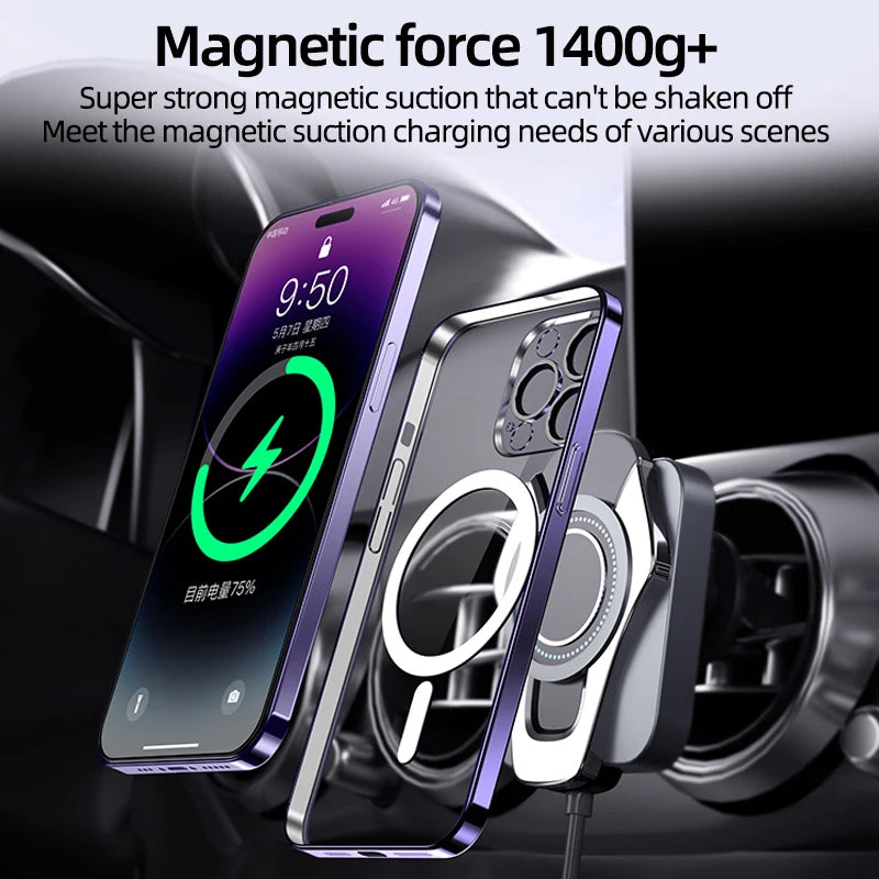 Luxury Magnetic Clear Phone Case for iPhone 14,13,12,15 Pro Max,Ensures Wireless Charging