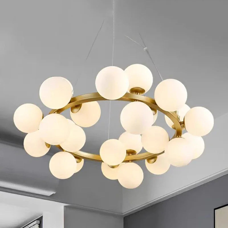 Modern Glass Bubble Chandelier Elegant Round Pendant Light Perfect for Living, Dining & Bedroom Spaces