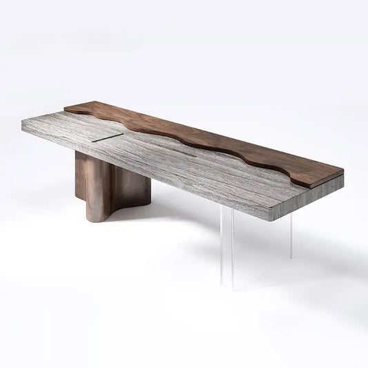 Handcrafted Floating Tea Table with Natural Stone Texture Perfect For Modern Design