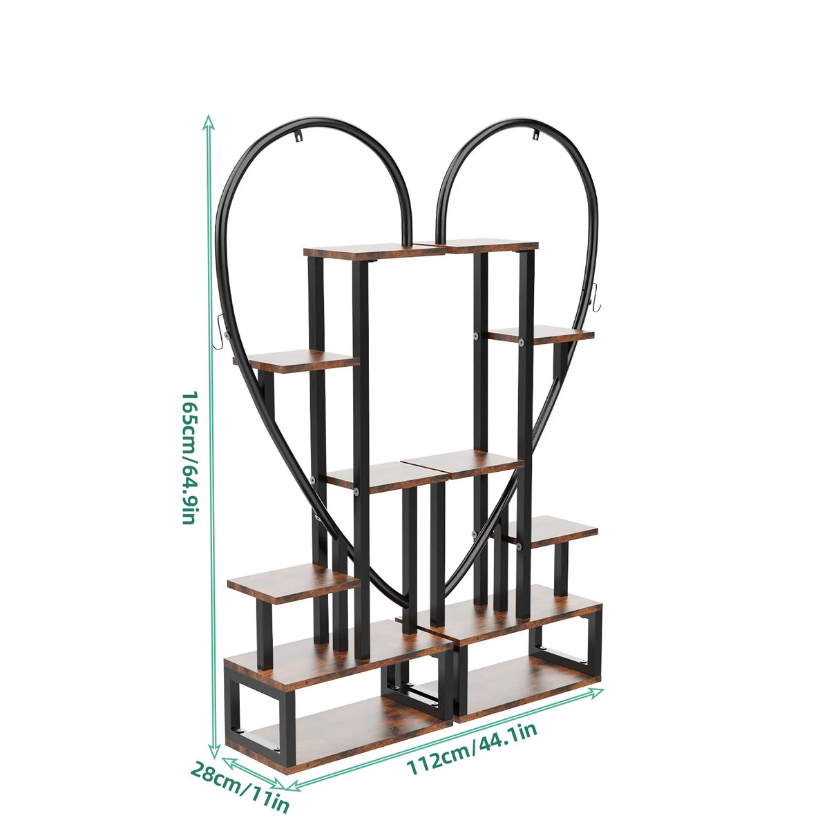 Heartfelt Elegance: 6-Tier Metal Plant Stand – Creative Half Heart Ladder Shelf for Indoor Plants