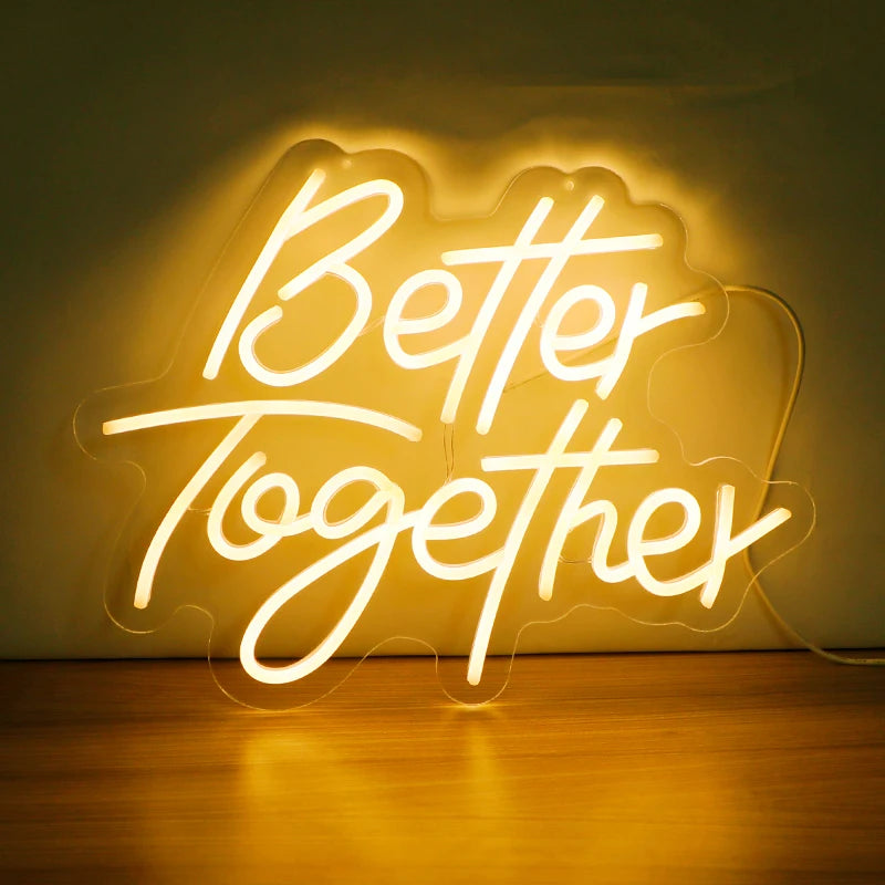 Better Together LED Neon Sign: Perfect Wall Decor for Engagements & Weddings!