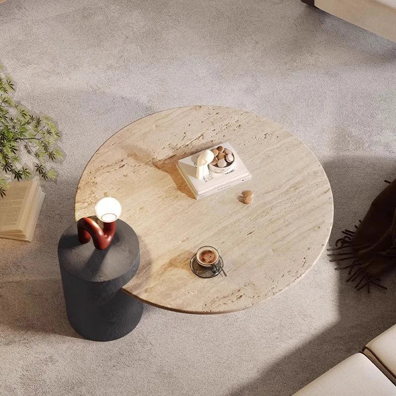 Wabi Sabi Modern Round Table  Elegant Nordic Rustic Coffee Table for Home Furniture