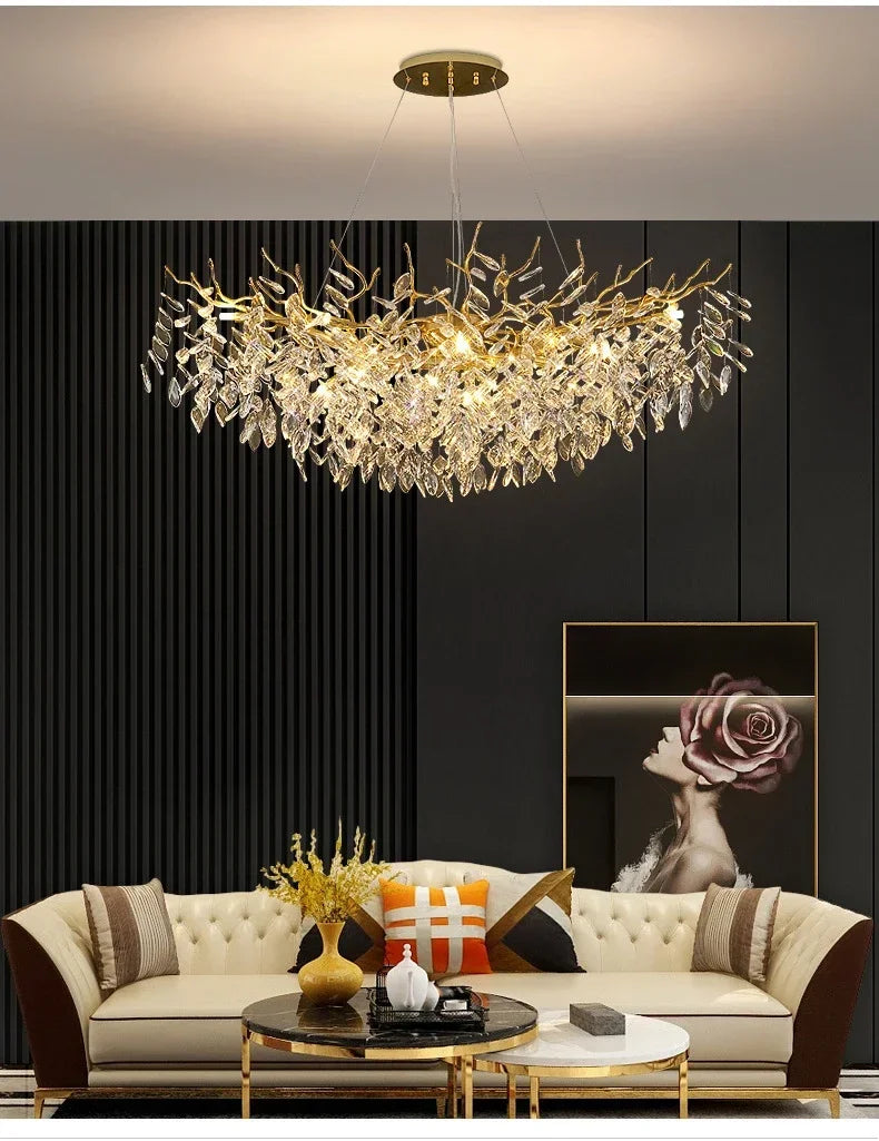 Modern Crystal Chandelier LED Ceiling Pendant Light for Dining, Living & Bedroom Décor