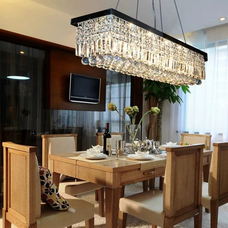 Modern LED Crystal Chandelier Hanging Light for Dining Rooms, Bedrooms & Living Spaces