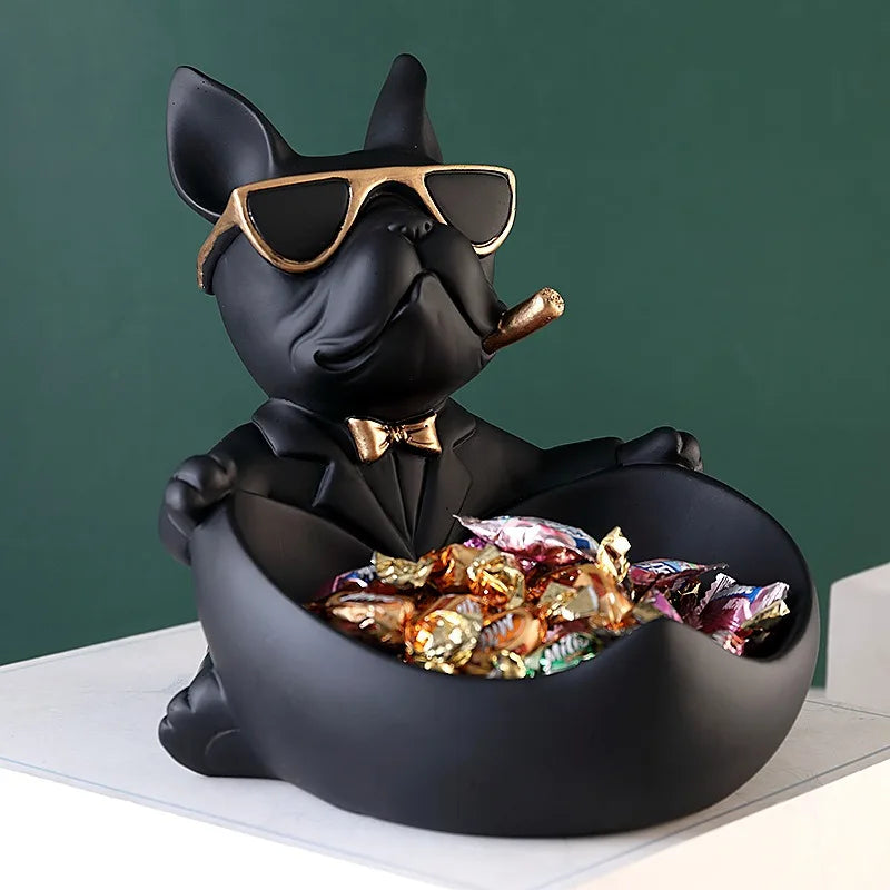 Stylish Bulldog Resin Figurine – Decorative Dog Statue & Functional Storage Box