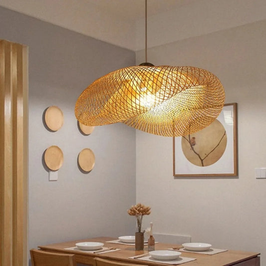 Handmade Bamboo Chandelier 40–80cm Hanging Lamp for Dining & Living Rooms