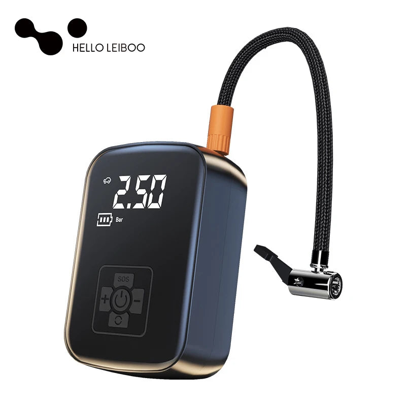 LEIBOO Wireless Car Air Compressor – Portable Electric Tire Inflator with Digital Display for Auto, Motorcycle & Bike Tires