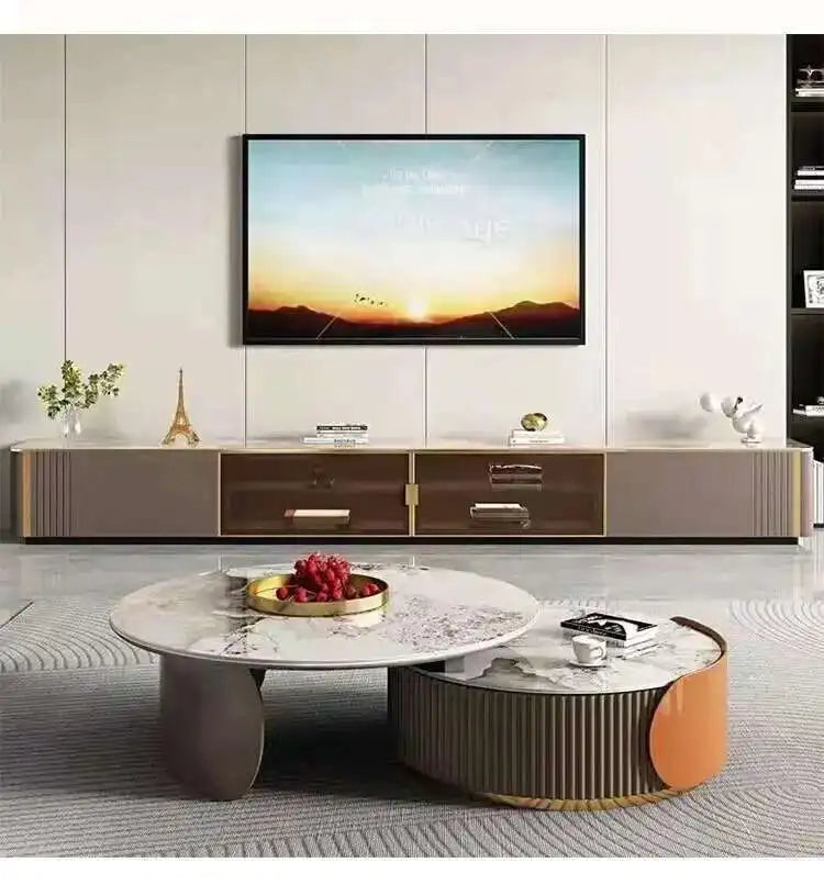 Trendy European Marble Coffee Table – Unique Luxury Round Table for Home Décor