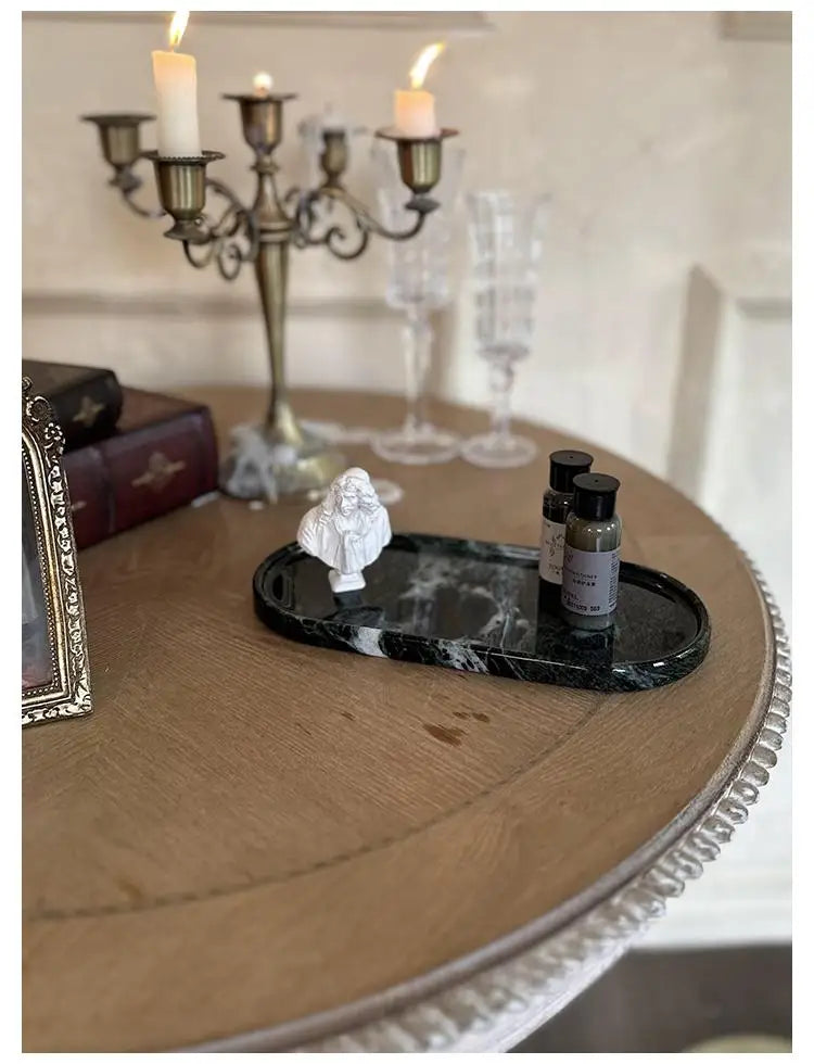 Luxury Marble Bathroom Tray Elegant Natural Stone Vanity & Cosmetic Organizer
