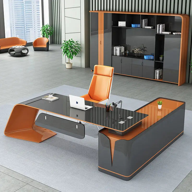 Premium Light Luxury Office Desk Spacious L-Shaped Executive Table for Home & Corporate Offices