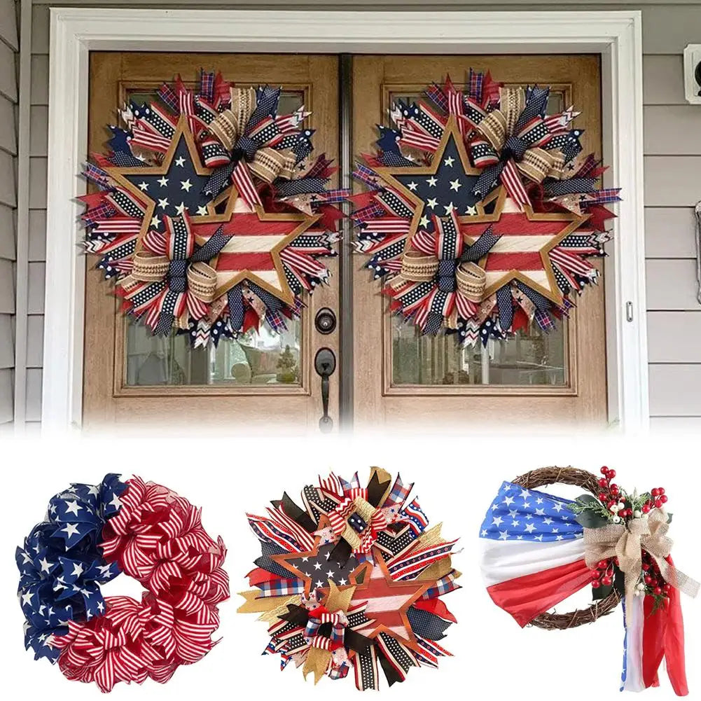 NEW 4th Of July Handmade Garland Wall Door Hanging (Wreath)