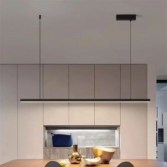 Long Strip Nordic Chandelier Perfect for Restaurant, Office & Dining Table Lighting