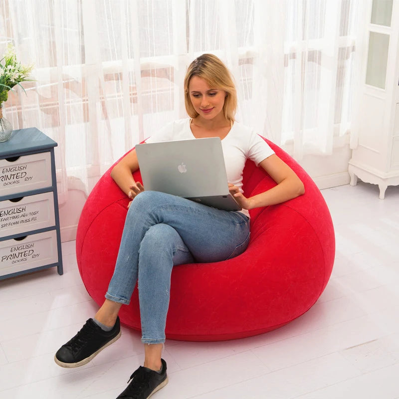 Large Lazy Inflatable Sofa Chair: Ultimate PVC Lounger & Bean Bag for Cozy Living Spaces
