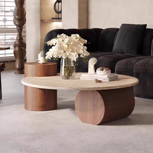 Wabi Sabi Modern Round Table  Elegant Nordic Rustic Coffee Table for Home Furniture