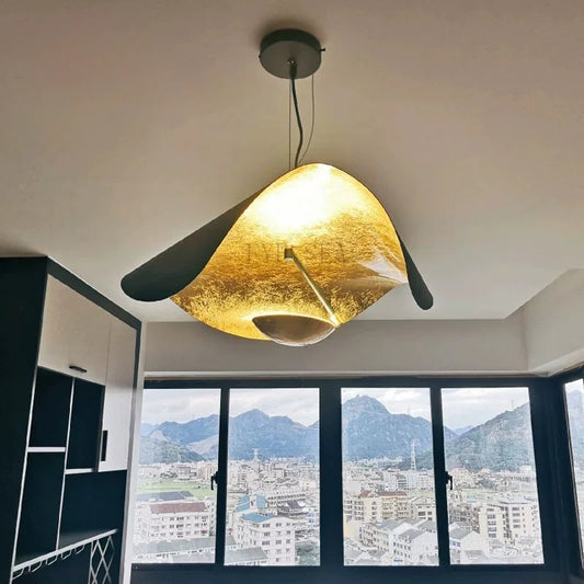 Modern Curved Chandelier French Hat Art Design LED Pendant Light for Living Rooms & Restaurants