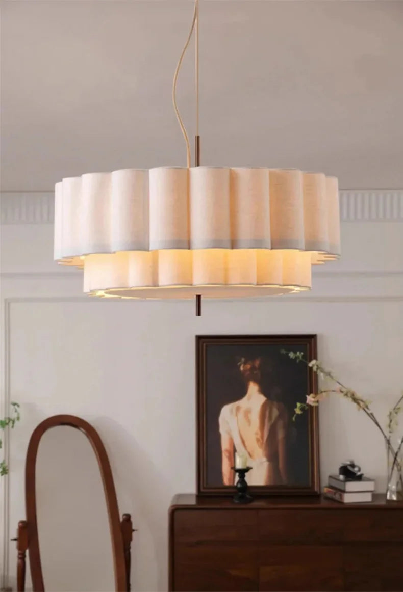 Wabi Sabi Fabric Chandelier Elegant Hanging Lamp for Modern Living & Bedroom Spaces