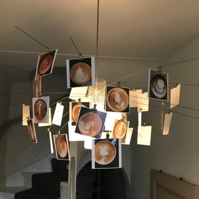 Postmodern Chrome Paper Chandelier for Living Rooms & Bedrooms