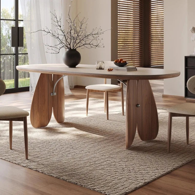 Luxury Dining Redefined French Minimalist Rock Slab Dining Table for Modern Interiors